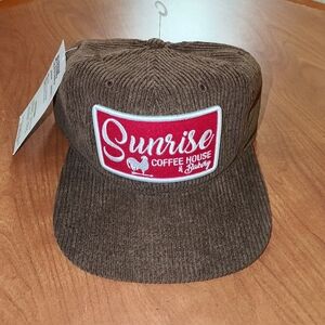 Sunrise Coffee House & Bakery Corduroy Stitched Patch Snapback Hat Cap NWT